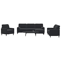 vidaXL Soffgrupp med dynor och bolster 4 delar svart sammet