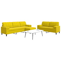 vidaXL Soffgrupp med dynor och bolster 3 delar gul sammet