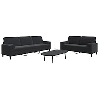 vidaXL Soffgrupp med dynor och bolster 2 delar svart sammet