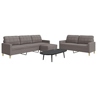 vidaXL Soffgrupp med fotpall 3 delar taupe tyg