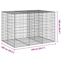 vidaXL Gabionkorg med skydd 150x100x100 cm galvaniserat järn