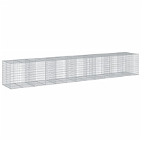 vidaXL Gabionkorg med skydd 650x100x100 cm galvaniserat järn
