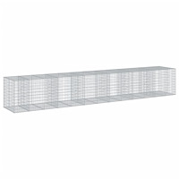 vidaXL Gabionkorg med skydd 650x100x100 cm galvaniserat järn