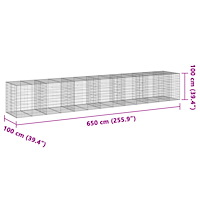 vidaXL Gabionkorg med skydd 650x100x100 cm galvaniserat järn