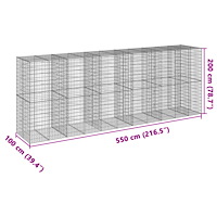 vidaXL Gabionkorg med skydd 550x100x200 cm galvaniserat järn