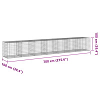 vidaXL Gabionkorg med skydd 700x100x100 cm galvaniserat järn