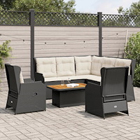 vidaXL Loungegrupp med dynor 6 delar svart konstrotting