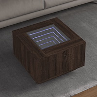 vidaXL Soffbord med LEDs brun ek 60x60x40 cm konstruerat trä