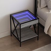 vidaXL Sängbord med Infinity LEDs grå sonoma 40x40x49 cm