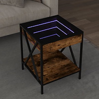 vidaXL Soffbord med Infinity LEDs rökfärgad ek 40x40x49 cm