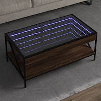 vidaXL Soffbord med Infinity LEDs brun ek 90x50x38 cm