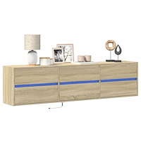 vidaXL Väggmonterad tv-bänk LEDs sonoma-ek 180x31x45 cm