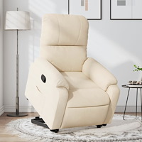 vidaXL Reclinerfåtölj med uppresningshjälp beige mikrofibertyg