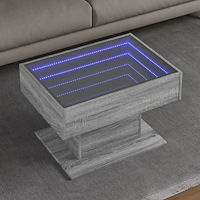 vidaXL Soffbord med LEDs grå sonoma 70x50x45 cm konstruerat trä