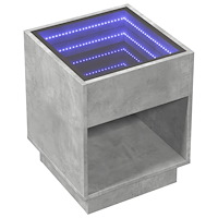 vidaXL Sängbord med Infinity LEDs betonggrå 40x40x50 cm