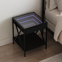 vidaXL Sängbord med Infinity LEDs svart 40x40x49 cm