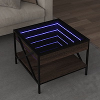 vidaXL Soffbord med Infinity LEDs brun ek 50x50x38 cm