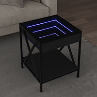 vidaXL Soffbord med Infinity LEDs svart 40x40x49 cm