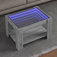vidaXL Soffbord med LEDs grå sonoma 73x53x45 cm konstruerat trä