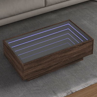 vidaXL Soffbord med LEDs brun ek 90x50x30 cm konstruerat trä