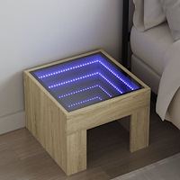 vidaXL Sängbord med Infinity LEDs sonoma-ek 40x40x30 cm