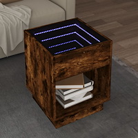 vidaXL Soffbord med Infinity LEDs rökfärgad ek 40x40x50 cm