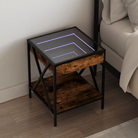 vidaXL Sängbord med Infinity LEDs rökfärgad ek 40x40x49 cm