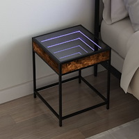 vidaXL Sängbord med Infinity LEDs rökfärgad ek 40x40x51 cm