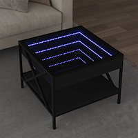 vidaXL Soffbord med Infinity LEDs svart 50x50x38 cm