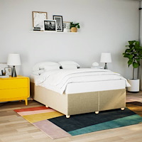 vidaXL Sängram utan madrass gräddvit 160x200 cm tyg
