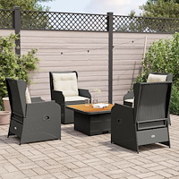 vidaXL Loungegrupp med dynor 5 delar konstrotting svart