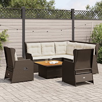 vidaXL Loungegrupp med dynor 5 delar brun konstrotting
