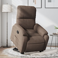 vidaXL Reclinerfåtölj med uppresningshjälp brun mikrofibertyg