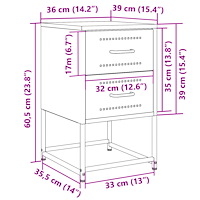 vidaXL Sängbord 2 st antracit 36x39x60,5 cm stål