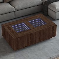 vidaXL Soffbord med Infinity LEDs brun ek 116x69x40 cm