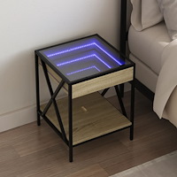 vidaXL Sängbord med Infinity LEDs sonoma-ek 40x40x49 cm