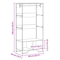vidaXL Garderob brun ek 90x50x180 cm konstruerat trä