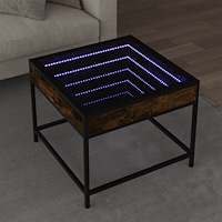 vidaXL Soffbord med Infinity LEDs rökfärgad ek 50x50x41 cm