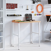 vidaXL Arbetsbänk 100x60x(73-99,5) cm massivt bokträ rektangulär