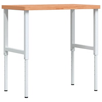 vidaXL Arbetsbänk 100x60x(73-99,5) cm massivt bokträ rektangulär