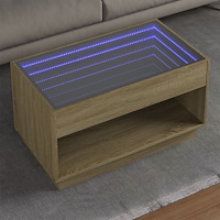 vidaXL Soffbord med Infinity LEDs sonoma-ek 90x50x50 cm