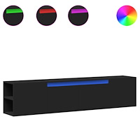 vidaXL Väggmonterad tv-bänk LEDs svart 180x31x39,5 cm