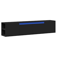 vidaXL Väggmonterad tv-bänk LEDs svart 180x31x39,5 cm