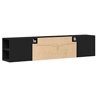 vidaXL Väggmonterad tv-bänk LEDs svart 180x31x39,5 cm