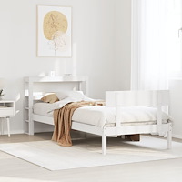 vidaXL Sängram utan madrass vit 75x190 cm massiv furu