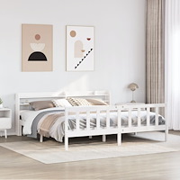 vidaXL Sängram utan madrass vit 180x200 cm massiv furu