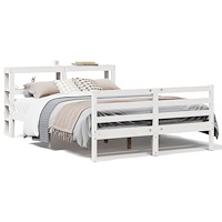 vidaXL Sängram utan madrass vit 120x190 cm massiv furu