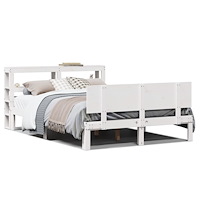 vidaXL Sängram med huvudgavel vit 120x190 cm massiv furu
