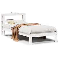 vidaXL Sängram med huvudgavel utan madrass vit 90x200 cm