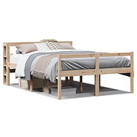 vidaXL Seniorsäng med sänggavel 140x190 cm massivt furu